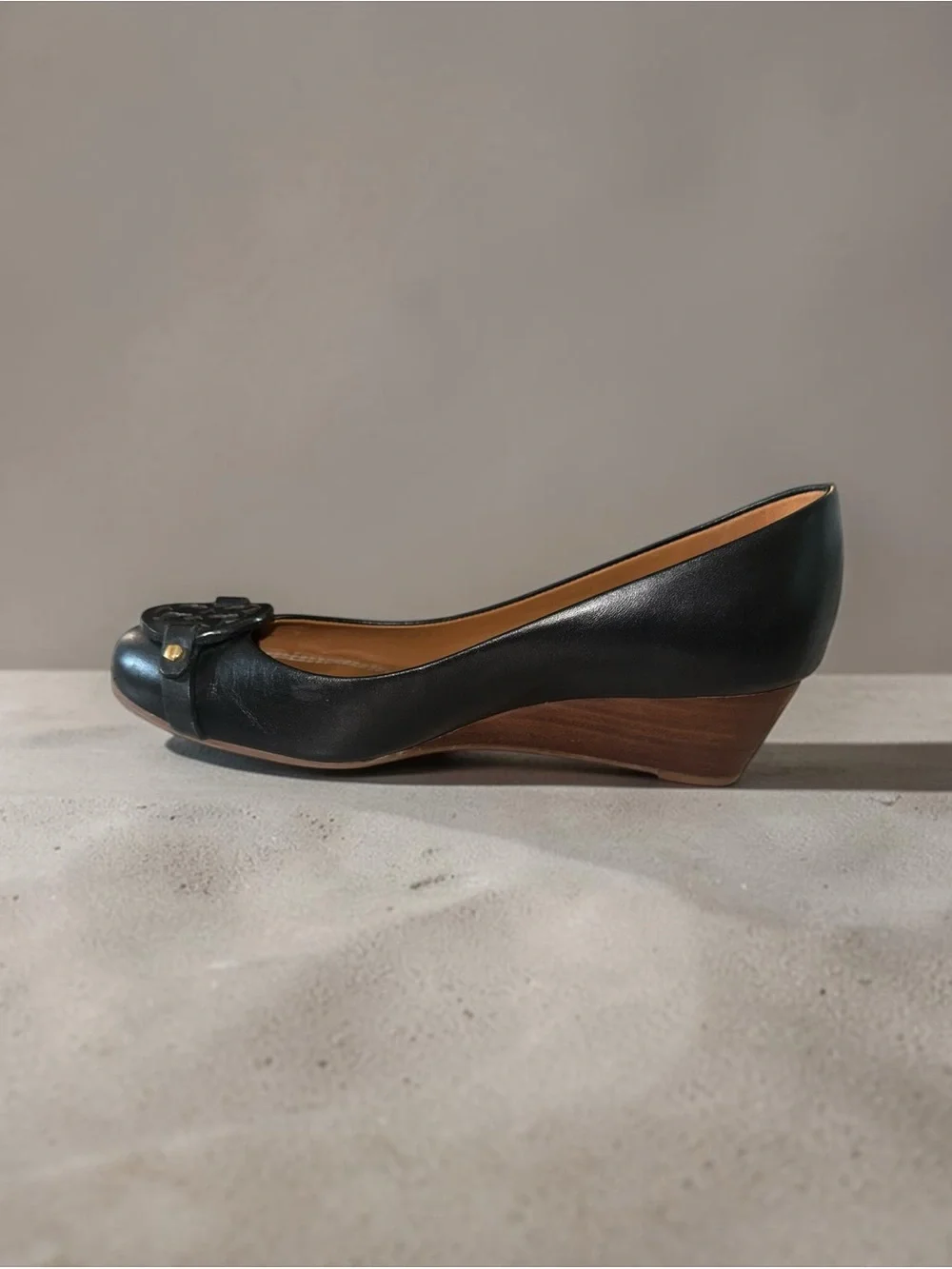 Tory Burch Mini Miller Wedge Slip-On Pump Black Women’s Size 6.5